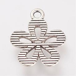 合金のチベット風チャーム  花  鉛フリー＆カドミウムフリー  アンティークシルバー  18x15x2mm  穴：2mm  約430個/500g&nbsp;TIBE-S306-12AS-RS