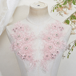 1Pair Flower Shape Polyester & Sequin Embroidery Cloth Iron On Patches&nbsp;DIY-CY0003-82B
