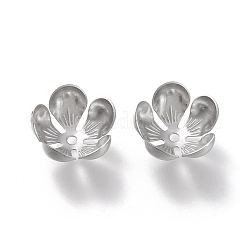 変色しない304ステンレススチールビーズキャップ  5花びら  花  ステンレス鋼色  13x13x6mm  穴：1.5mm&nbsp;STAS-K194-14P