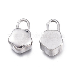 変色しにくい304ステンレススチールチャーム  フラワーロック  ステンレス鋼色  14.5x9.5x5.7mm  穴：4.5x3mm&nbsp;STAS-K207-54P