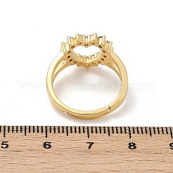 真鍮マイクロパヴェキュービックジルコニアカフスリング  ゴールドカラー  ハート  12.5x13mm  usサイズ6 1/2(16.9mm)&nbsp;RJEW-Q030-01A-G
