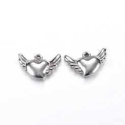 304ステンレスペンダント  翼を持つ愛  ステンレス鋼色  10x16x3.5mm  穴：1.5mm&nbsp;STAS-N0014-25P