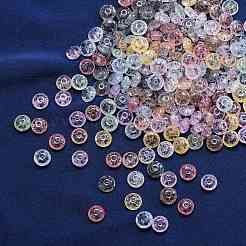 500個10色クラックルガラスビーズ  染め＆加熱  ロンデル  ミックスカラー  8x4mm  穴：1mm  50個/カラー&nbsp;GLAA-SZ0001-56