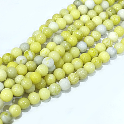 天然マスタードイエロー碧玉ビーズ連売り  ラウンド  6~6.5mm  穴：1mm  約58個/連  38cm&nbsp;X-G-Q462-6mm-39