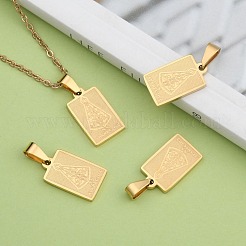 イオンプレーティング（IP）304ステンレスペンダント  ノッサセニョーラアパレシーダの長方形  ゴールドカラー  20.5x12x2mm  穴：6x4mm&nbsp;X-STAS-M245-22G