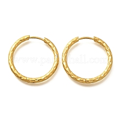 女性用304ステンレスフープピアス  イオンプレーティング（ip）  リング  14KGP本金メッキ  25x2.5mm&nbsp;EJEW-M068-12F-G