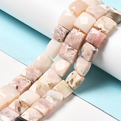 天然石ピンクオパールビーズ連売り  多面カット  正方形  10x10x6mm  穴：1~1.2mm  約19~20個/連  7.09~7.48インチ（18~19cm）&nbsp;G-G980-06