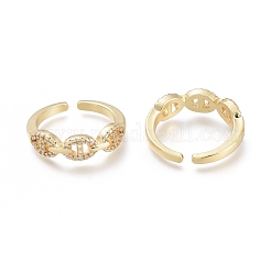 Brass Micro Pave Clear Cubic Zirconia Cuff Rings&nbsp;RJEW-O037-07G