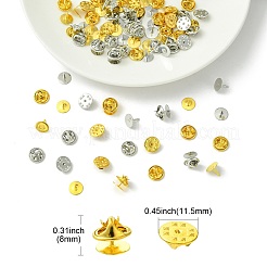 真鍮製バタフライクラッチピンバック50個（2色）  プラチナ·ゴールデン  8x11.5x6mm  穴：1.2mm  ピン：1mm  25個/カラー&nbsp;KK-CJ0002-54