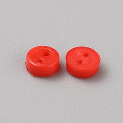ミニ樹脂ボタン  2穴人形bjd衣服アクセサリー  フラットラウンド  レッド  3x1mm  穴：0.5mm&nbsp;FIND-WH0260-26D
