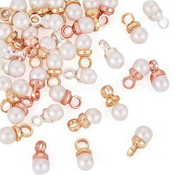 40Pcs 4 Colors Brass ABS Imitation Pearl Pendants&nbsp;KK-TA0001-73