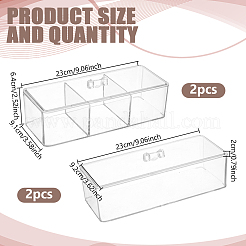 透明なプラスチック綿棒ボックス4個と蓋4個  長方形  透明  230x91~92x20~64mm&nbsp;CON-GO0001-27