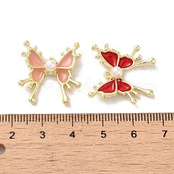 メッキ合金エナメルチャームラック  ABSの模造パールと  カドミウムフリー＆ニッケルフリー＆鉛フリー  バタフライチャーム  ゴールドカラー  22x21x6mm  穴：1mm&nbsp;FIND-C049-05G