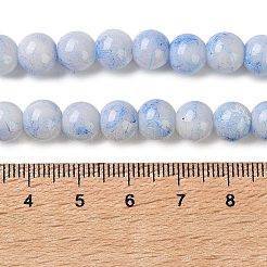 ドローベンチガラスラウンドビーズ  スプレー塗装スタイル  コーンフラワーブルー  8~8.5x7mm  穴：1.4mm  約100~104個/連  30.31~30.71''（77~78センチメートル）&nbsp;GLAD-XCP0001-05