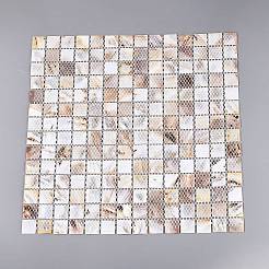 天然淡水貝のモザイクタイルカボション  正方形  フラットバック  19~20x19~20x2mm  約196個/セット&nbsp;SHEL-Q029-05A