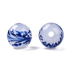 手作りランプワークビーズ  花の丸  ダークブルー  12x12~12.5mm  穴：1.2~1.6mm&nbsp;LAMP-T023-03C-05