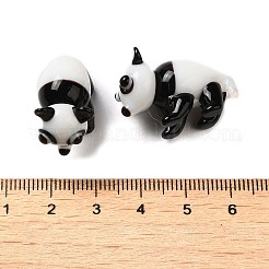 手作りのランプワークの家の装飾  ギフト用の3Dパンダオーナメント.  ホワイト  27~28x13~14x19.5~20mm&nbsp;LAMP-K039-19