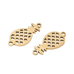 304ステンレススチールコネクタチャーム  パイナップルリンク  ゴールドカラー  25x11x1mm  穴：1.9mm&nbsp;SA-CBAE6A3-07G