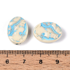 塗装された不透明アクリルビーズ  オーバル  ライトスカイブルー  17~17.5x13x5.5~6mm  穴：1.6mm  約560個/500g&nbsp;OACR-T029-02N