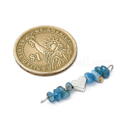 16Pcs 16 Styles Mixed Gemstone Chip Beaded with Brass Heart Connector Charms&nbsp;PALLOY-JF03059-02