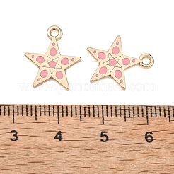 合金エナメルチャーム  スターのチャーム  ラックめっき  ゴールドカラー  ピンク  15x13x1.5mm  穴：1.6mm&nbsp;ENAM-G235-16G-04