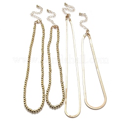 4Pcs 4 Styles CCB Plastic Round Beaded Necklaces and Iron Snake Chain Necklaces&nbsp;NJEW-V003-07G