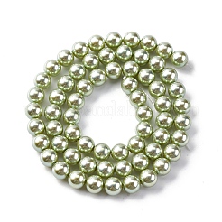 UV Plating Pearlized Glass Pearl Beads Strands&nbsp;GLAA-F128-01A-T21