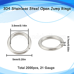 304 Stainless Steel Open Jump Rings&nbsp;STAS-SC0006-10B