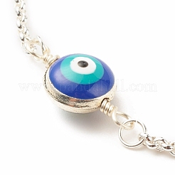 Enamel Evil Eye Link Anklet with 304 Stainless Steel Rolo Chains for Women&nbsp;AJEW-AN00495