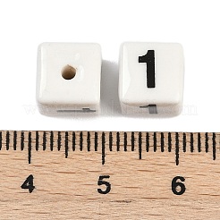 手作りの陶器ビーズ  番号が四角い  数  9x9x9mm  穴：1.8mm&nbsp;X1-PORC-R003-07-01