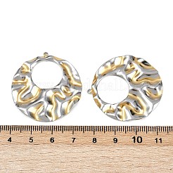 304ステンレスペンダント  イオンプレーティング（ip）  ラウンドリングチャーム  本金メッキ&ステンレススチールカラー  37x34.5x2.5mm  穴：1.5mm&nbsp;STAS-L290-50GP