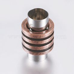 304ステンレススチール製マグネット留め具、接着端付き  コラム  赤い銅＆ステンレス鋼の色  16x10mm  穴：6mm&nbsp;STAS-K157-68RP