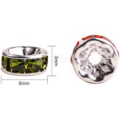 Brass Grade A Rhinestone Rondelle Spacer Beads&nbsp;KK-PH0010-24S-NF