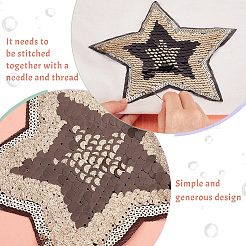 PVC スパンコール刺繍布パッチを縫い付けます。  スター  ベージュ  205x215x1mm&nbsp;PATC-WH0008-99