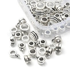 80 個 4 スタイルのチベットスタイルのチューブベイル  ループベイル  保釈ビーズ  ロンデル  アンティークシルバー  6.5~13x4~8x2~6mm  穴：1.5~2mm&nbsp;FIND-YW0003-15