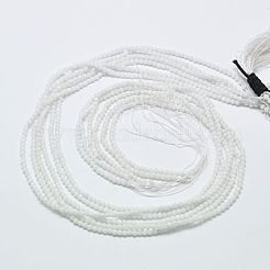 天然石ホワイトジェイドビーズ連売り  多面カットラウンド  染め  ホワイト  3mm  穴：0.8mm  約113~123個/連  15インチ&nbsp;G-A129-3mm-B05