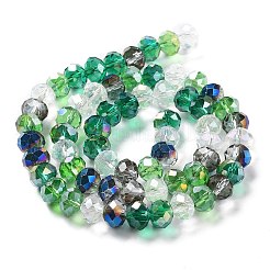 ガラスビーズ連売り  多面カット  ロンデル  濃い緑  8x6mm  穴：1mm  約65~68個/連  15.7~16.1インチ（40~41cm）&nbsp;EGLA-A034-M8mm-24