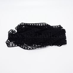 ミルクシルク刺繍リボン  レースリボン  服飾材料  ブラック  1インチ（25mm）  約20ヤード/バンドル&nbsp;OCOR-WH0064-59