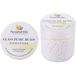 環境に優しい染めガラスパールラウンドビーズ  ベージュ  3mm  穴：0.7~1.1mm  約2000個/箱&nbsp;HY-PH0001-3mm-RB011