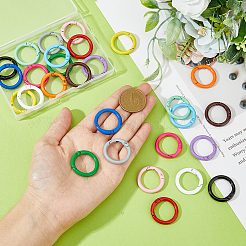 28Pcs 14 Colors Spray Painted Alloy Spring Gate Rings&nbsp;FIND-HY0003-01