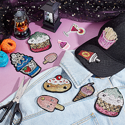 Computerized Embroidery Cloth Iron On Sequins Patches&nbsp;PATC-WH0006-09