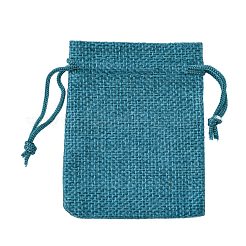 黄麻布ラッピングポーチ巾着袋  ダークシアン  9x7cm&nbsp;ABAG-Q050-7x9-17
