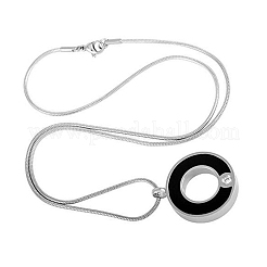 Women's 304 Stainless Steel Rhinestone & Enamel Ring Memorial Urn Necklace for Ashes&nbsp;PW-WGA4BEB-01