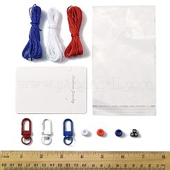 独立記念日のDIYペンダントデコレーションキット  プラスチック＆アクリルビーズを含む  合金スイベル スナップ フック クラスプ  ナイロン糸  ミックスカラー  9x6mm  穴：3.8mm&nbsp;DIY-FS0009-37