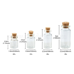 20スタイルのガラス瓶ビーズ容器4個。  コルクのウィッシュボトル  透明  1.6~4x1.6~5cm  容量：4~10ml（0.13~0.34液量オンス）  5個/スタイル&nbsp;CON-FS0001-02