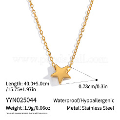 ミニマリストな304ステンレススチール製のペンダントアズキチェーンネックレス（女性用）  18KGP本金メッキ  スター  15.75インチ（40cm）&nbsp;BI0431-1