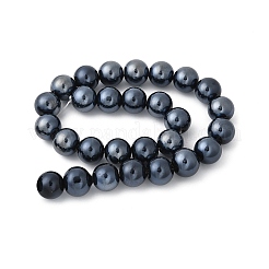 Electroplate Round Pearlized Glass Pearl Beads Strands&nbsp;X-EGLA-U002-01A
