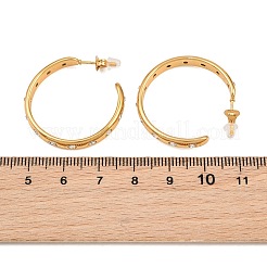 304ステンレススチールラインストーンスタッドピアス  女性用ハーフフープピアス  18KGP本金メッキ  29x4mm&nbsp;SA-CBA0ADC-01G