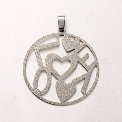 Tarnish Resistant Mixed Filigree Flat Round304 Stainless Steel Textured Pendants&nbsp;STAS-N038-01