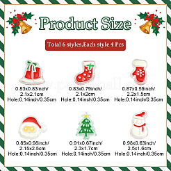 24個 6スタイル クリスマスデコレーションテーマ 不透明アクリルビーズ  ミックスデシェイプ  エナメル  ミックスカラー  21~25x15~25x8.5~9mm  穴：3.5mm  4個/スタイル&nbsp;OACR-YW0004-09